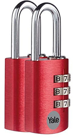 Yale YE3CB/28/126/2/CO - Lucchetto a combinazione in alluminio YE3CB/28 28 mmrosso: corpo compatto con arco in acciaio e codice numerico regolabile testato anticorrosione per uso interno