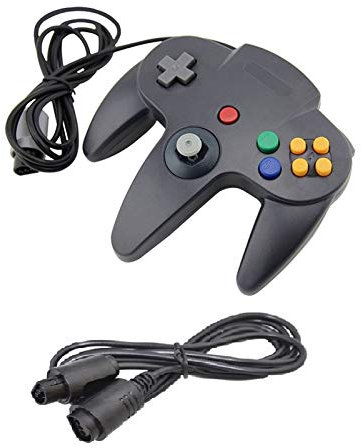 DARLINGTON & Sohns Schwarzer Controller für Nintendo 64 N64 Joystick Schwarz Gamepad Joypad + Verlängerung Extansion Verlängerungskabel Gamepad