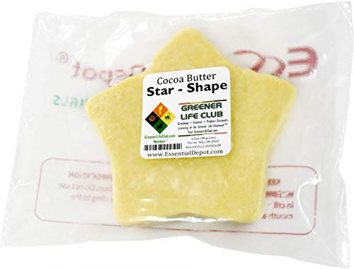Cocoa Butter - Star - Kosher - Raw - Unrefined - Natural Cocoa Scent - 3.5 oz Net wt (99 g) - Uses: Creams, Lotions, Balms, Body Butters and many other skin care products - sealed poly bag