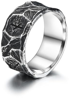 GTHIC Edelstahl-Wikinger-Ringe für Männer und Frauen, Punk-Vintage-Bandring, nordische Runen, Amulett-Ring, Schmuck, Geschenk für Paare, Größe 12