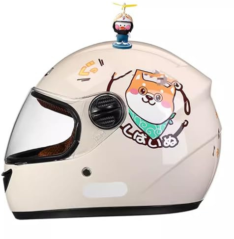 QJWMatic Casco Integral De Motocicleta para Niños De Cuatro Estaciones con Visera Solar para Niños Y Niñas De 3 A 12 Años E,48-55CM