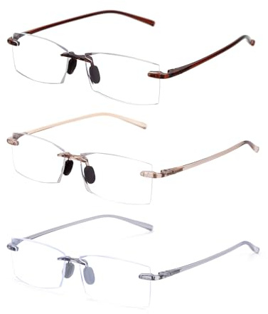 TERAISE Randlose Lesebrille Bequeme Leichte Rahmenlose Leser Männer Frauen Blaues Licht Blocking Computer Brillen