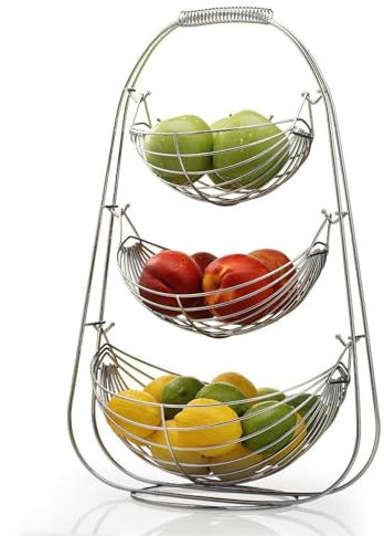 Fruteros de Cocina Cesta de frutas de metal de 3 niveles, cesta de almacenamiento de frutas y verduras for encimera de cocina, organizador desmontable for productos de bocadillos de pan Cesta de Fruta