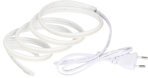 pcning Tira LED COB 220V Adhesiva 5M sin Transformador, 5 Metros Lamparas LED Flexible Con Enchufe corte 10 cm Blanco Calido 3000K (Blanco Cálido, 5M)
