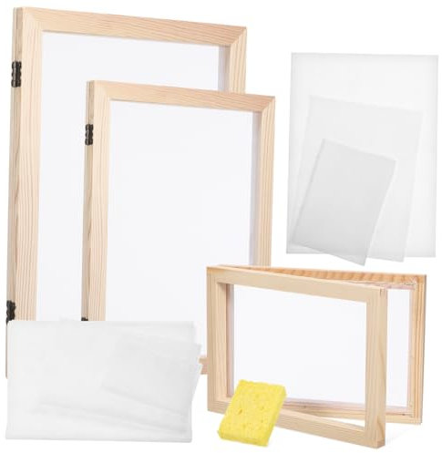 Gogogmee 1satz Papierherstellung Zubehör Mit Holzrahmen Und Sieb Bastelset Zur Papierherstellung Verschiedenen Inklusive Absorbierenden Papieren Und Mesh-tüchern