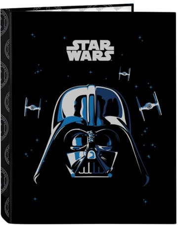 Star Wars Rebellion Ordner mit 4 Ringen, ideal für Kinder verschiedener Altersgruppen, bequem und vielseitig, Qualität und Widerstandsfähigkeit, 26,5 x 33 cm, Schwarz, M, Lässig