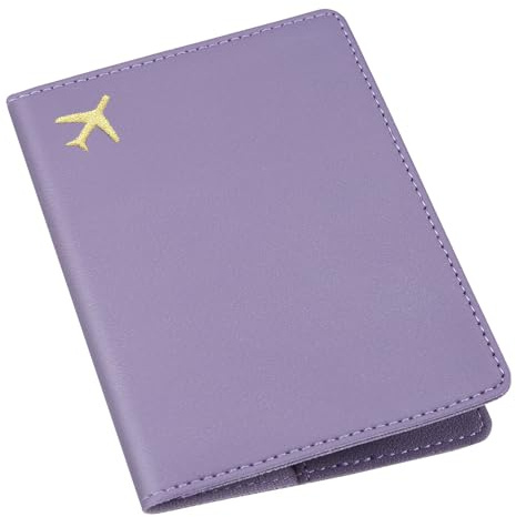 ILIYAH PU Cuir Porte-Passeport Housse pour Femmes Hommes Cartes de Crédit Cartes d’embarquement Porte-Passeport de Voyage(Violet)