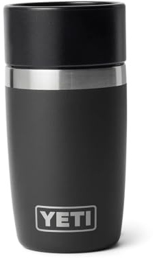 YETI Rambler Travel Bottle, Vacuum Insulated Stainless Steel Coffee Flask with Leakproof Hotshot Commuter Cap, Black, 8 oz (237 ml)