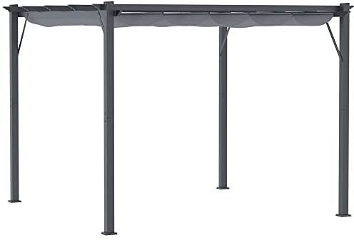 Pergola, gazebo da giardino con tetto apribile, in alluminio, resistente alle intemperie, protezione UV, gazebo con sistema di binari per giardino, terrazza, 300 x 300 x 223 cm, grigio carbone scuro