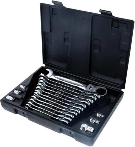 KS TOOLS 503.4868 Coffret de clés mixtes à cliquet à tête inclinable à verrouillage GEARplus Argent