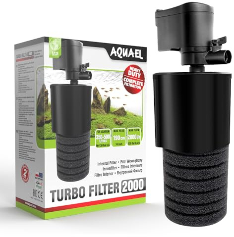 Filter Turbo 2000 – Komplette Filterung | Innenfilter für Süßwasseraquarien ab 350 l | 2000 l/h | 27 W | Belüftung + Regulierung