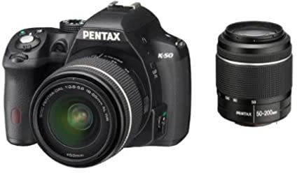 Pentax K-50 Fotocamera e obiettivo DA-L 18-55 WR e DA-L 50-200mm WR, sensore CMOS APS-C da 16,49 Megapixel, Display LCD da 3”, Video Full HD, Nero