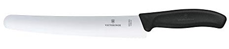 Victorinox Swiss Classic, coltello da pane con lama seghettata e punta stondata, in acciaio inox, nero