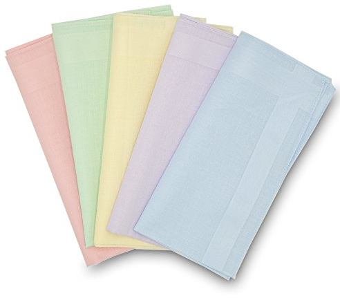 GB Women's 100% Cotton Handkerchiefs with Stripe Candy Color 5 Pieces Set
