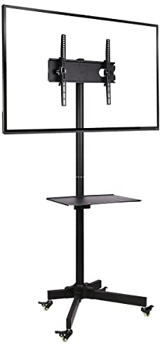 Ergosolid Falco-24 - Supporto TV da pavimento, con ruote per schermi LCD LED e TV curvi da 23-55, Capacità di Carico di 25 kg, Nero