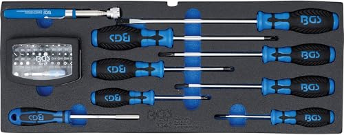 BGS 3343 | Schaumeinlage für Art. 3312 | Schraubendreher & Bits | 41-tlg. | Magnetheber | Drehgriff für Bits mit Magnet | Bithalter mit Schnellauswurf | Chrom-Vanadium-Stahl