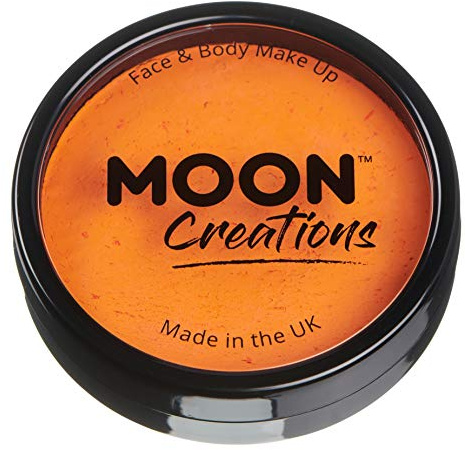 Moon Creations Maquillaje Facial y Corporal Profesional | Pintura de Color Profesional | Pintura Facial para Niños, Adultos, Disfraces, Festivales, Halloween Naranja brillante 36g