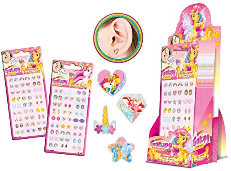 CRAZE Stickers GALUPY Boucles d'oreilles sans trou autocollantes Licornes Bijoux Enfants Fille Motif 22559, Brillant
