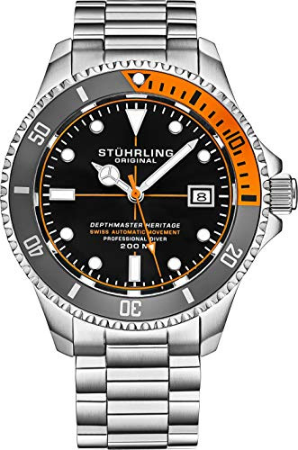 Reloj de buceo automático suizo de acero inoxidable profesional DEPTHMASTER para hombre, resistente al agua, 200 metros, Gris plateado, Depthmaster Heritage