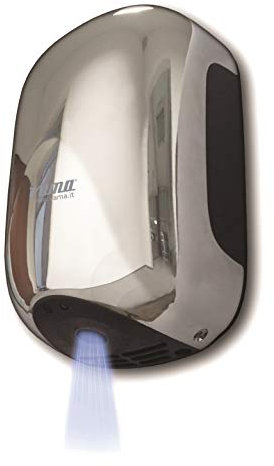 HDcasa Asciugamani Elettrico Automatico Vama Smart Jet Mini 900W LF, Riscaldamento Rapido, Termoarredo Bagno Compatto Fai da Te Made in Italy, arredo Bagno, Aria Calda, Cromato Lucido