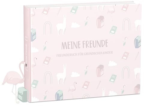 mintkind® „Meine Schulfreunde“ Freundebuch Schule Mädchen und Jungen Alpaka Design | Freundschaftsbuch Grundschule | Meine Freunde Buch Geschenk zur Einschulung | Schulfreundebuch zum Ausfüllen