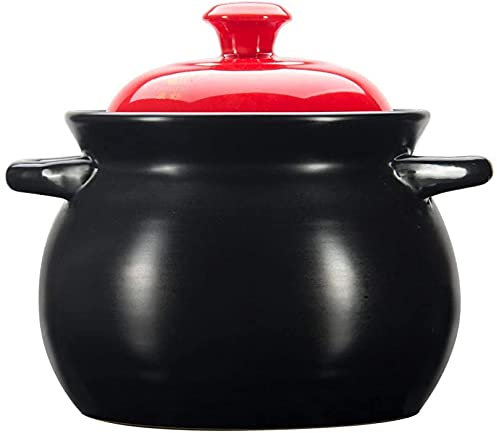 Cazuelas de Barro Cazuelas Induccion Barro Olla de barro para cocinar, utensilios de cocina de cerámica, olla de sopa de estilo chino, cacerola para el hogar con tapa, cacerola para estofado, gran