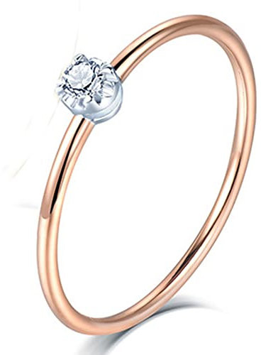 Ring Rosegold Mit Stein |Goldring Für Damen | Damenring Gold | Klassischer Stil Diamant aus 14 Karat Roségold Ring Roségold Größe 63 (20.1)