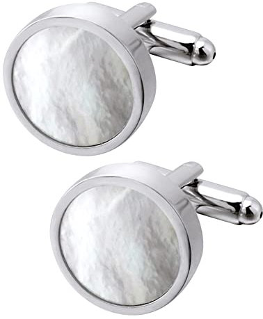 Jonwo Hemd Manschettenknöpfe und Gestüt für Herren Runden Männer Manschettenknöpfe Hemd Französischen Manschetten Tanzparty (Silber Manschettenknöpfe)