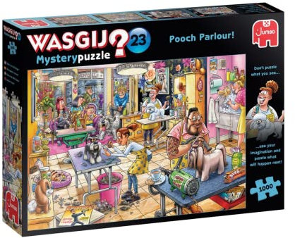 Wasgij Mystery 23, Pooch Parlour - 1000 Piece Jigsaw Puzzles for Adults - Fun, Challenging & Brainteasing Adults Jigsaw Puzzle - Puzzle What Happens Next - 100% Recycled Cardboard - 1000pcs - Jumbo