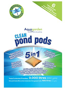 Aquagarden 8841 Clean Pond Pods, Limite Les boues du Bassin, Rend l’Eau du Robinet sûre, réduit la fréquence de Nettoyage du Filtre, Plantes saines, stabilise Le pH, Paquet de 6