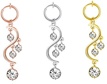 Beydodo Bauchnabel Piercing Ringe Chirurgenstahl, Bauchnabelpiercing Set Körperpiercing Buchstabe S mit Zirkonia Bauchnabelringe Tricolor
