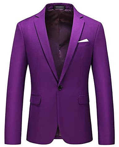 Anzüge Herren Revers Eine Taste Einfarbig Jacke Herren Slim Fit Tasche Dekoration Business Anzug Jacke Herren Modern Mehrfarbige Optionen Basic Blazer Herren F-Purple 3XL