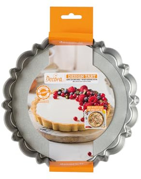 Decora 0075051 Stampo per Crostata con Fondo Mobile da Ø 20 X 3 H Cm, in Acciaio Antiaderente, Tonda, per sformare Dolci facilmente, Design Professionale Registrato, Brevettato