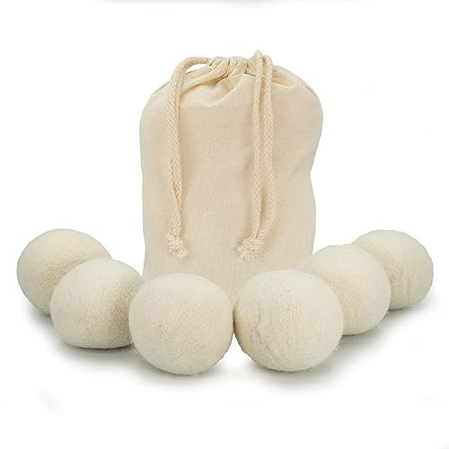 Intirilife 6-teiliges Trocknerbälle Set aus weißer Baumwolle - 7 cm Durchmesser - Wiederverwendbar Trockenball für Wäschetrockner reduziert Falten kann mit Duft beträufelt werden für duftene Kleidung