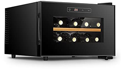 RUYICZB 8 Bottle Red And White Wine Thermoelectric Wine Cooler Chiller Counter Top Wine Cellar with Digital Temperature Display Freestanding Refrigerator Glass Door Quiet Operation Fridge