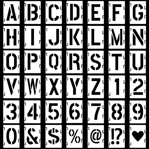 Fyihoxi 42 Stück Buchstaben Schablone, 1zoll/2,5cm Alphabet Schablonen Set, Wiederverwendbar Zahlen Schablonen, Sprühschablonen Buchstaben für Kunstzeichnungen Basteln DIY-Schreiben