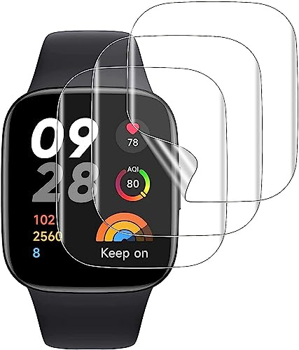 NUCNOK 3 Pack Protector Pantalla para Redmi Watch 3 Active,Hidrogel Film HD Transparente Flexible Película,Cobertura Completa,Sin Burbujas,Antiarañazos