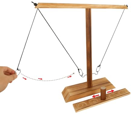 AKOLAFE Hook and Ring Toss Game 30CM Wooden Ring Toss Games with Shot Ladder Bundle for Adults, Handmade Black Hook Games for Family and Party