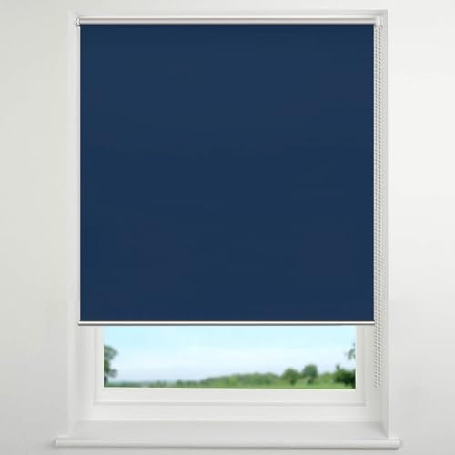 Verdunkelungsrollo Ohne Bohren 70 x 180 cm Blickdicht Hitzeschutz Rollade Rollo Klemmfix Rollo inkl Montagematerial für Fenster und Tür, Dunkelblau