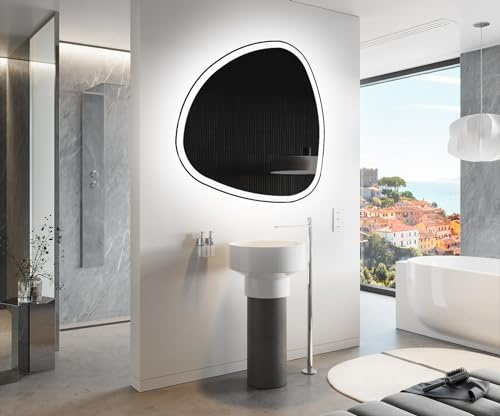 Artforma Badspiegel mit Beleuchtung - Asymmetrischer Spiegel - 94x94 - Led Spiegel Bad - Unregelmäßiger Form - Badezimmerspiegel Nach Maß - Modernes Design - Ohne Rahmen