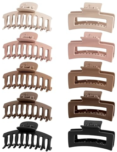 Lolalet 10 Stück Große Haarklammer Haarspangen Hair Claw Clips -Muster E | 8cm Haarspangen für dickes Haar Rutschfestes Haar Jaw Clips Haarstyling-Zubehör für Frauen Mädchen