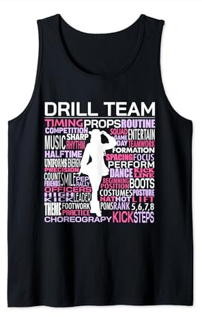 Drill Team Word Cloud Color Guard Dance Cheerleading Tank Top
