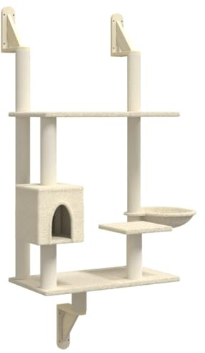 vidaXL Kratzbaum mit Kratzsäule Wandmontage Creme 153 cm