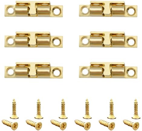 Hocansen 6 Stück Messing Doppel Kugelschnäpper 40mm Möbel Türverschluß Halte Verschluss Double Ball Roller Catch Türschnäpper Möbel Schnapper für Küche Schränke (PZ-MS/40MM)