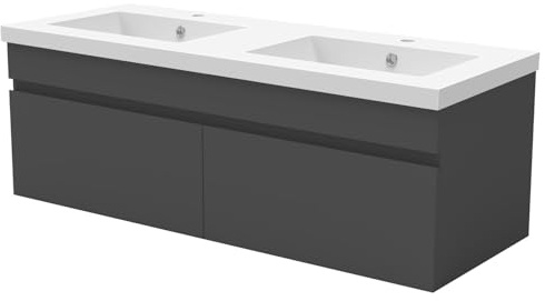 AICA Meuble Double Vasque 120cm, Meuble Salle de Bain Anthracite
