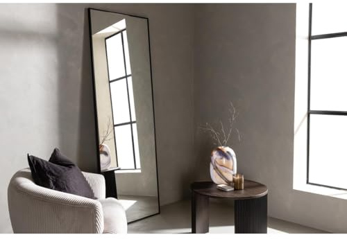 BOURGH Eckiger Spiegel groß/Standspiegel Dalton 195x67cm - Großer Eleganter Ganzkörperspiegel/Wandspiegel mit schwarzem Aluminium Rahmen für Wohnzimmer/Schlafzimmer
