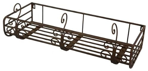 ecosoul Blumenkasten PASSIO-60 Metall Blumenwandkorb H/B/T 22/60/27 cm Eisen, dunkelrostfarben lackiert zur Befestigung an der Außenwand Wandhalterung länglich rechteckig