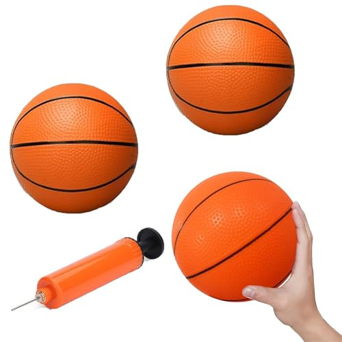 Mini Basketball, 4pcs Small Basketballs for Kids, 4.7 Mini Inflatable Miniature Basketball Set with Included Pump and Needle Basketball for Kids Teenagers Indoor and Outdoor Play Pool Parties