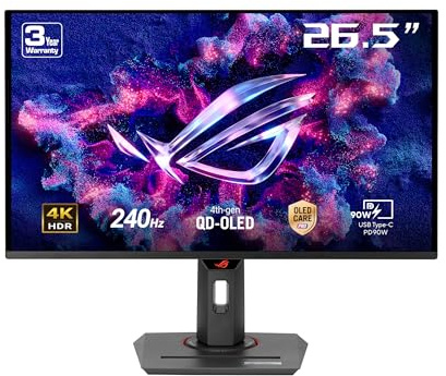 ASUS ROG Strix 27” 4K QD-OLED Gaming Monitor (XG27UCDMG) - 240Hz, 0.03ms, Anti-Flicker 2.0, Custom Heatsink, Care Pro, Neo Proximity Sensor, 99% DCI-P3, True 10-bit Color, 3 yr Warranty