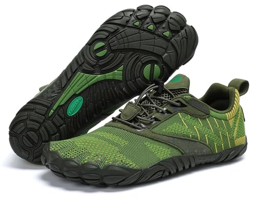 SAGUARO Barfußschuhe Herren Barfuss Schuhe Damen Knit Barfussschuhe rutschfest Zehenschuhe Barfuß Traillaufschuhe Barefoot Shoes Mit Breiter Zehenbox,Free Ⅰ - Barfußschuhe Grün,Gr.46